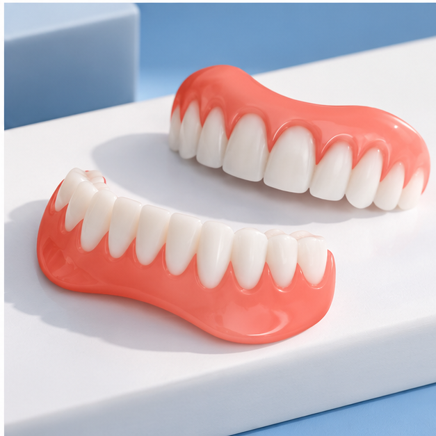 Imagine ilustrativă a fațetelor dentare, unghi diferit